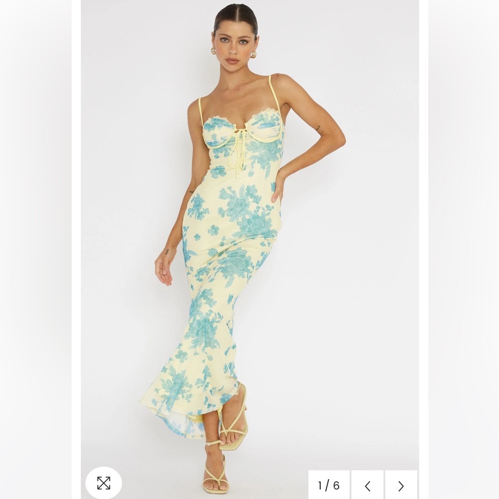 Selfie Leslie Yellow and Blue Floral Dress